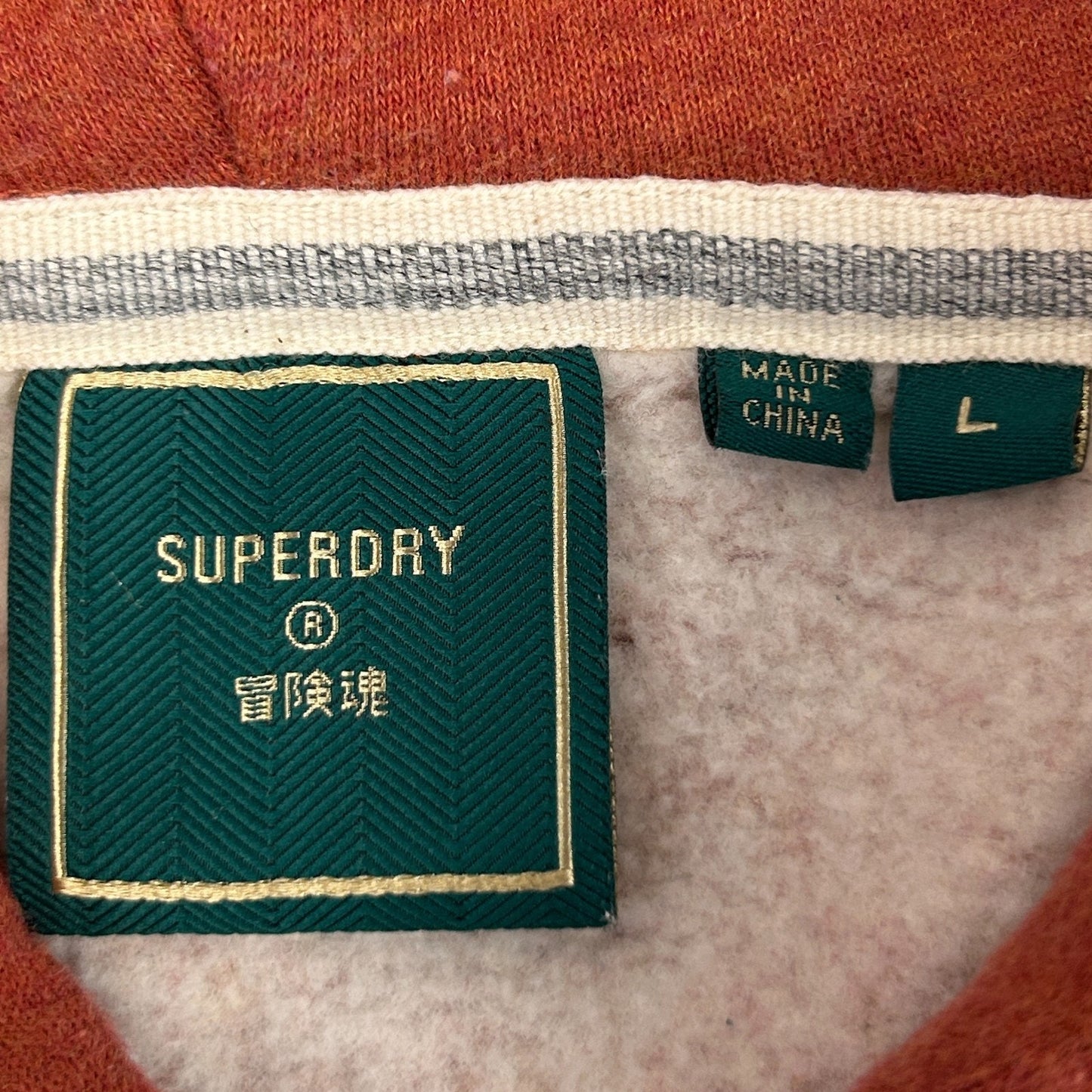 Superdry Hoodie Hooded Sweatshirt Streetwear Logo Full Zip Orange Womens L Large