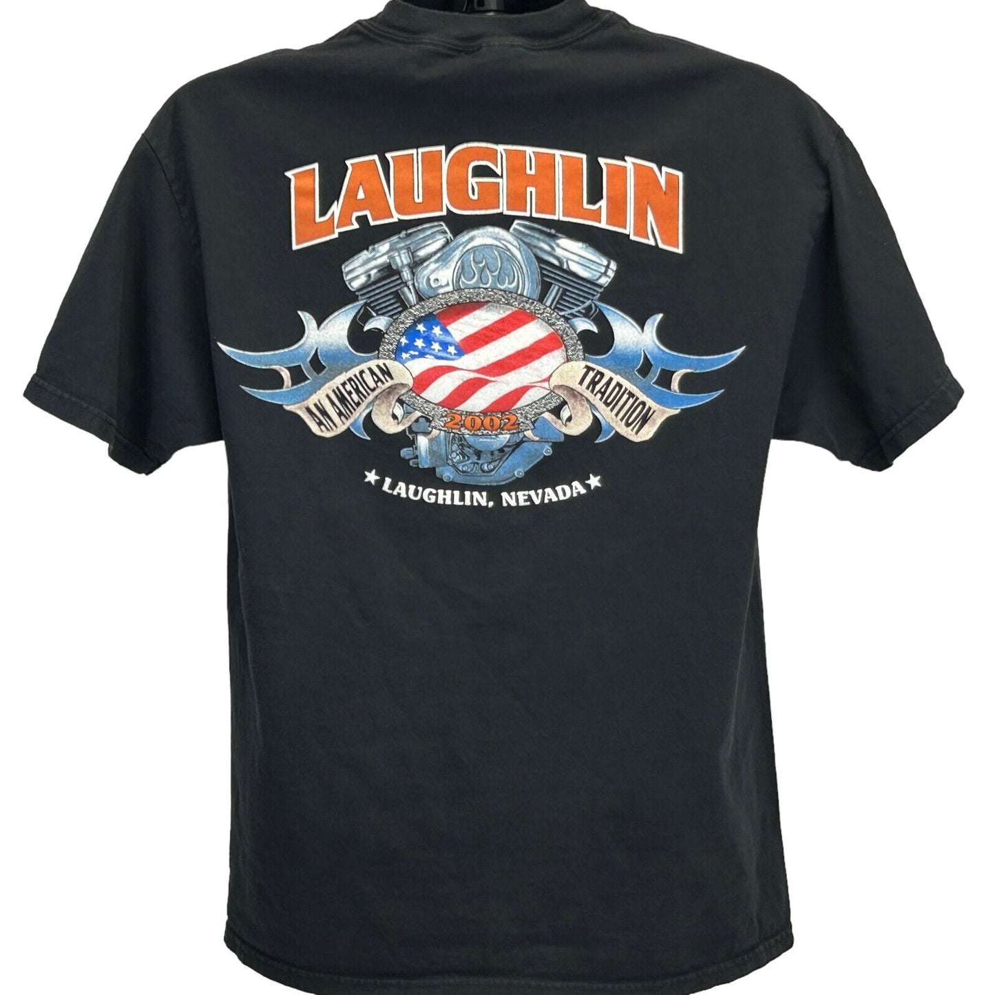 Laughlin 摩托车拉力赛复古 Y2Ks T 恤中号 Biker Nevada 男式黑色