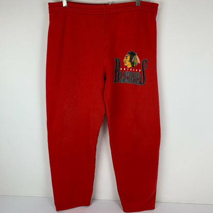 Chicago Blackhawks Vintage 90s Sweatpants Medium Jogger Pants NHL USA Mens Red