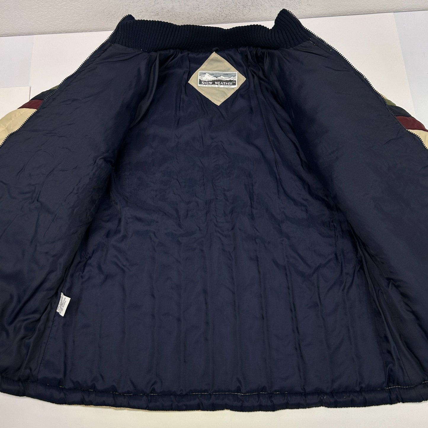 Vintage 80s Snow Weather Puffer Ski Jacket Skier Skiing Beige Womens 20 1/2