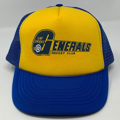 Flint Generals Hockey Club Snapback Trucker Sombrero Vintage 80s Malla Gorra de Béisbol