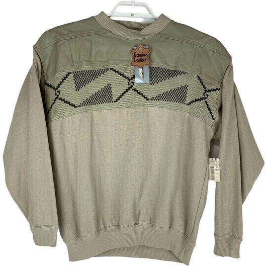 Sudadera estilo suéter Mark Elliot Vintage de los años 90 con detalles de cuero, talla XL, para hombre, color beige