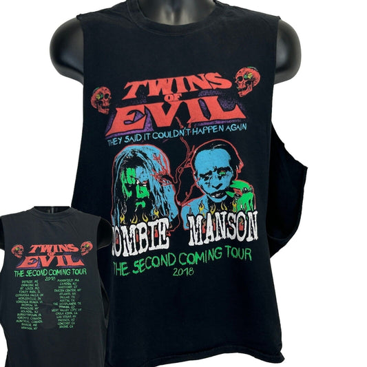 Twins of Evil Marilyn Manson Rob Zombie T Shirt Large Concert Tour Mens Black