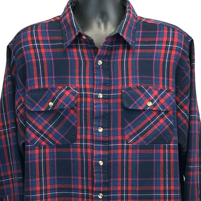 Vintage Plaid Flannel Button Front Shirt XXL Sears The Mens Store Mens Red Black