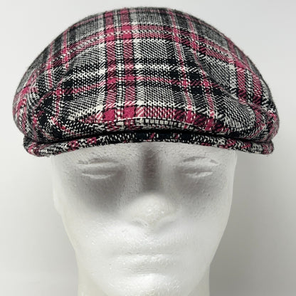 UBI Wool Blend Plaid Flat Cap Hat Ivy Newsboy Cabbie Driving Pink 57cm M Medium