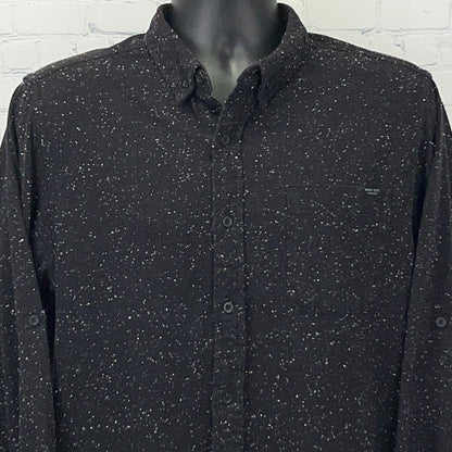 Marc Ecko Cut & Sew Mens Shirt L Large Black Speckled Long Sleeve Button Up
