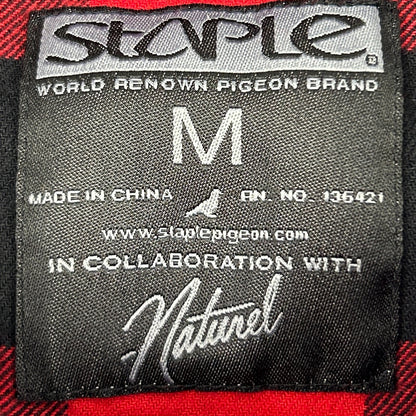 Staple Pigeon x Naturel Flannel Button Front Shirt Skeleton Plaid Red M Medium - Neon Vintage