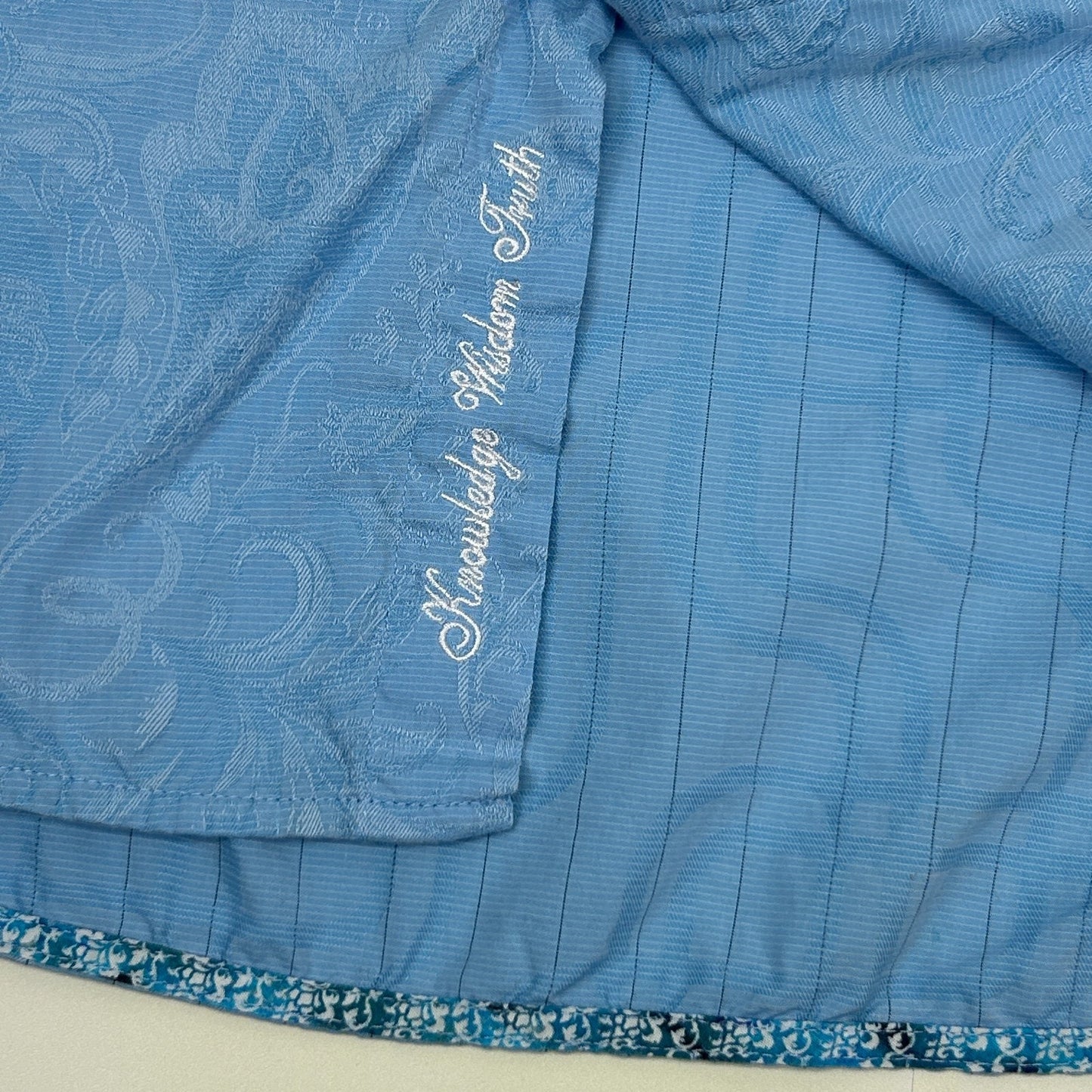 Robert Graham Paisley Button Front Shirt Short Sleeve Blue Mens L Large