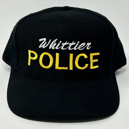 Vintage Whittier Police Hat Cap Black 90s California Policeman Officer Snapback