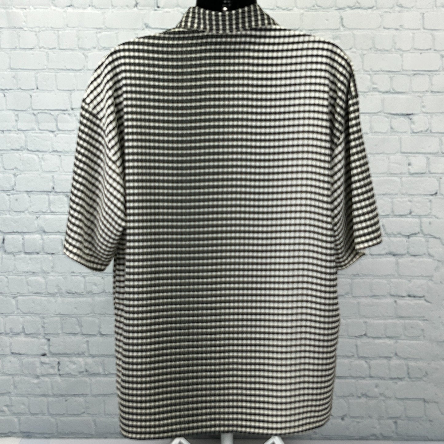 Vintage 70s Monzini Collection Button Front Shirt Beige Disco USA XL X-Large - Neon Vintage
