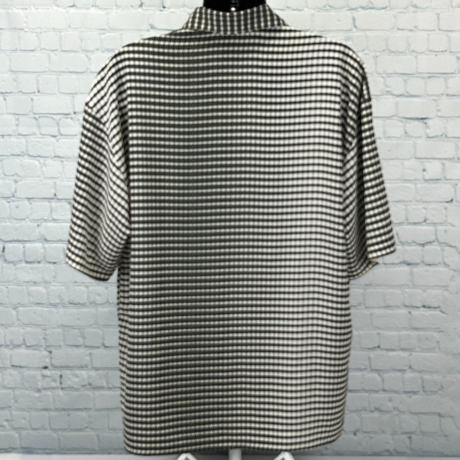 Vintage 70s Monzini Collection Button Front Shirt Beige Disco USA XL X-Large - Neon Vintage