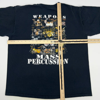 Weapons of Mass Percussion T Shirt Drums Drum Kits Rock Music Black Tee L Large