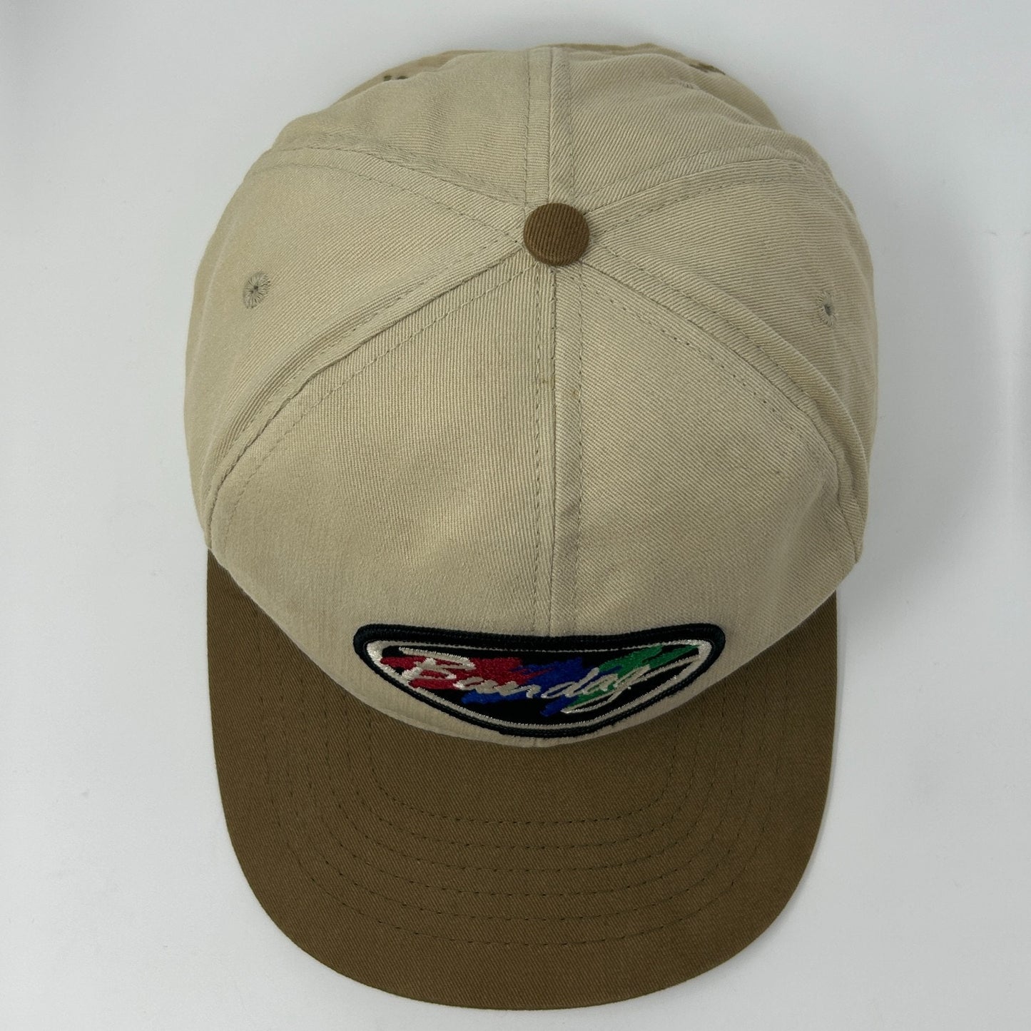Vintage 90s Bandag Tires Hat Baseball Cap Interstate Tire Co Snapback Beige USA - Neon Vintage