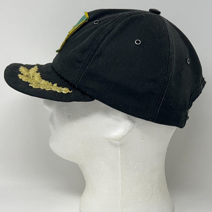 Vintage John Deere Hat Baseball Cap Black USA Made Gold Leaf Tractor Distressed