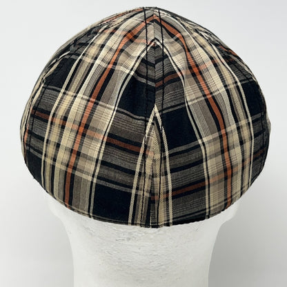Vintage Crown Co Plaid Flat Cap Hat Ivy Newsboy Cabbie Driving Scally Beige S-M