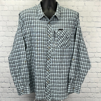Wrangler x ATG Button Front Shirt All Terrain Gear Vented Blue Plaid XXL 2XL