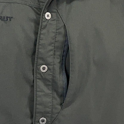 Mammut Tempest Button Front Shirt Mens L Large Green Short Sleeve Hiker Hiking
