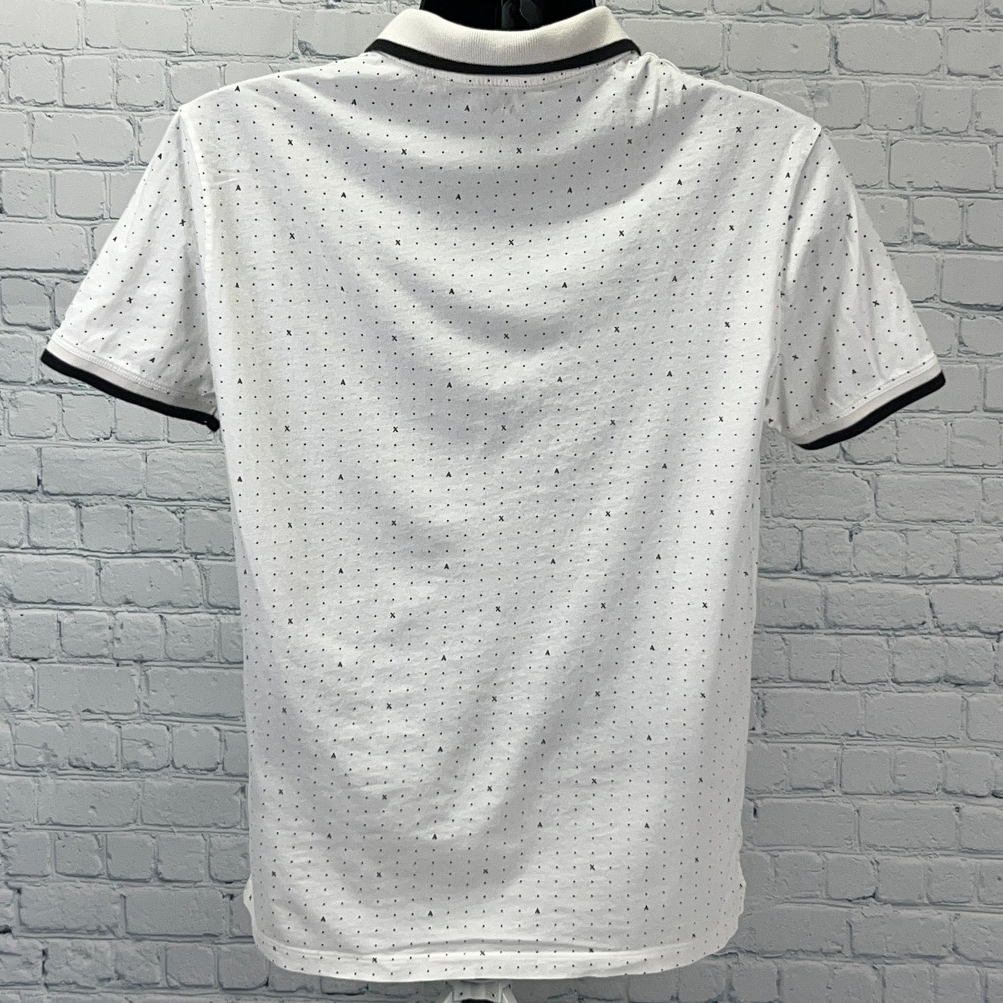 Armani Exchange Polo Shirt AX Spotted Polka Dot Pocket White Mens M Medium