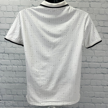 Armani Exchange Polo Shirt AX Spotted Polka Dot Pocket White Mens M Medium