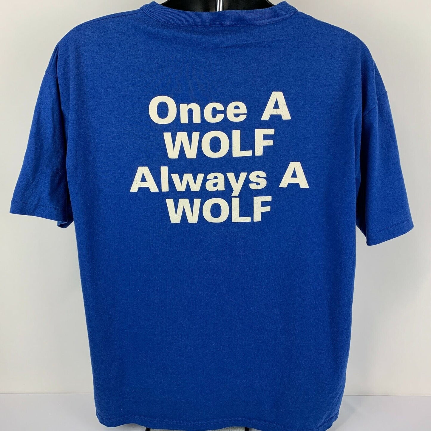 Vintage 80s UNR University of Nevada Reno T Shirt Wolf Pack Blue USA XL X-Large