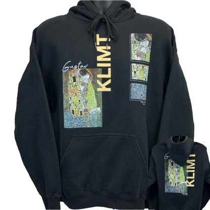 Sudadera con capucha con pintura artística de Gustav Klimt El beso para hombre, color negro