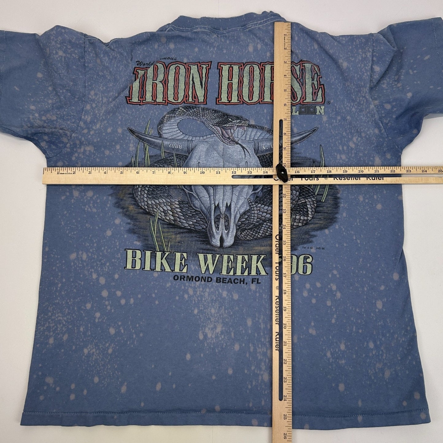 Vintage 90s Iron Horse Saloon Bike Week 1996 T Shirt Motorcycle USA Blue L Large