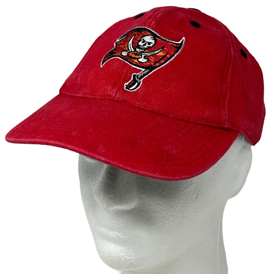 Vintage 90s Tampa Bay Buccaneers Hat Cap Red Bleach Spotted Tie Dye Strapback