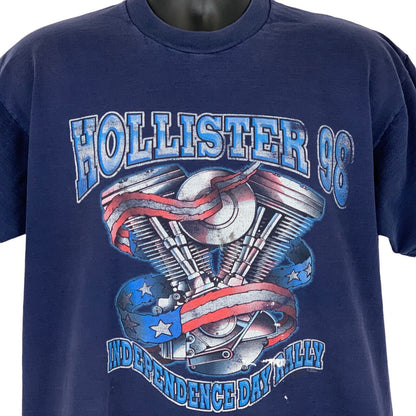 1998 Hollister Biker Rally Vintage 90s T Shirt Independence Day Motorcycle XL