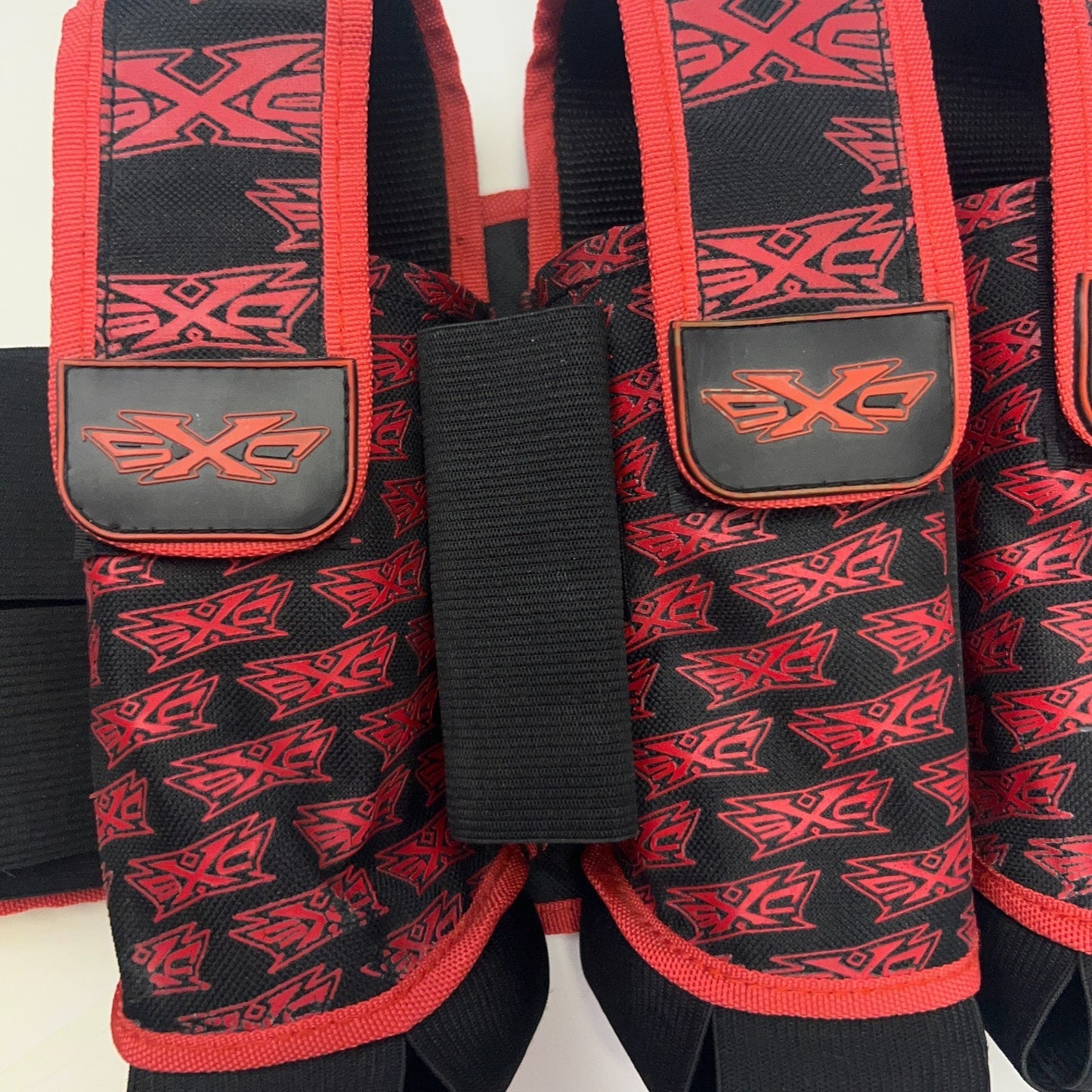 SXC Paintball Pod Pack Harness 4+3+4 (4+7) Black and Red Logo Tournament Belt