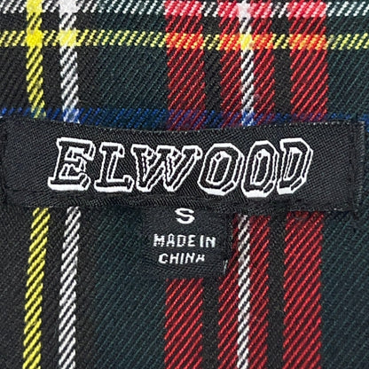 Elwood Plaid Button Up Shirt S Small Tartan Raw Hem Track Stripe Long Sleeve