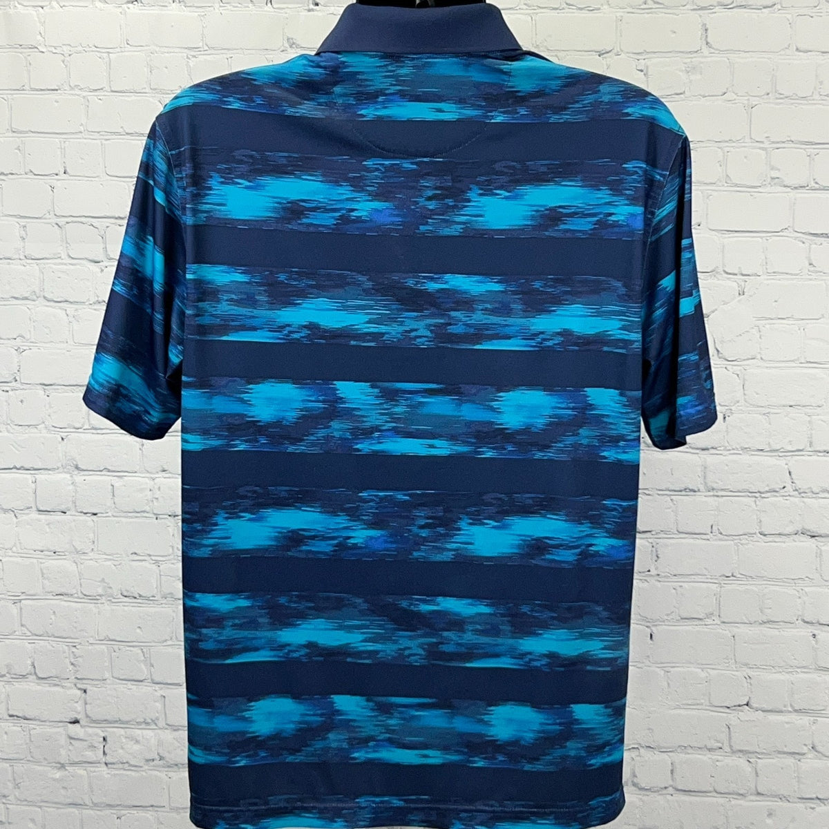 Walter Hagen 11 Majors Golf Polo Shirt Mens M Medium Blue Teal Stripe Stretch