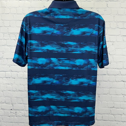 Walter Hagen 11 Majors Golf Polo Shirt Mens M Medium Blue Teal Stripe Stretch