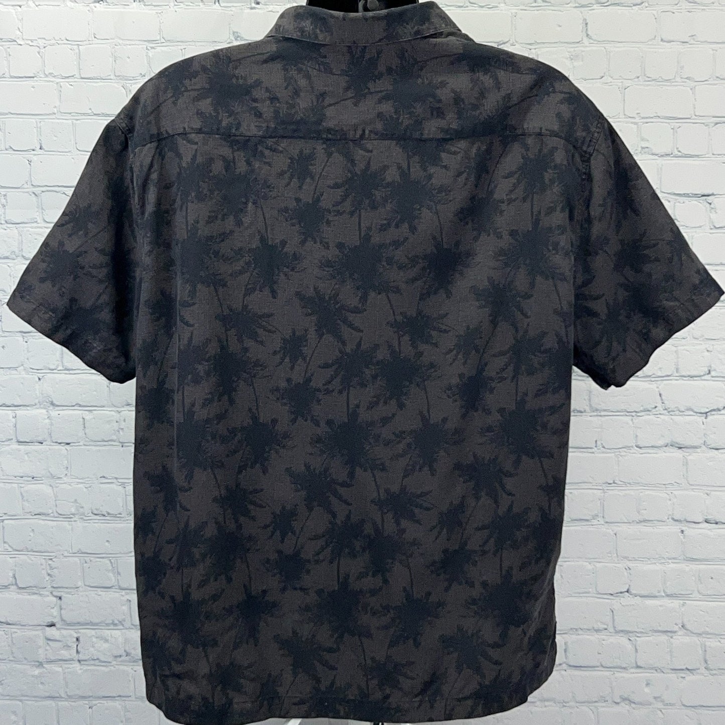 Nat Nast Camp Shirt Button Front Palm Trees Pocket Silk Blend Brown XXL 2XL