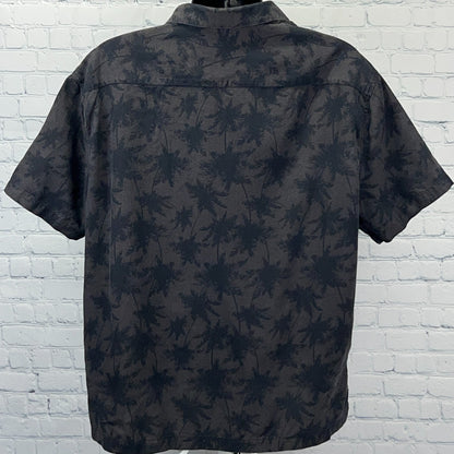 Nat Nast Camp Shirt Button Front Palm Trees Pocket Silk Blend Brown XXL 2XL