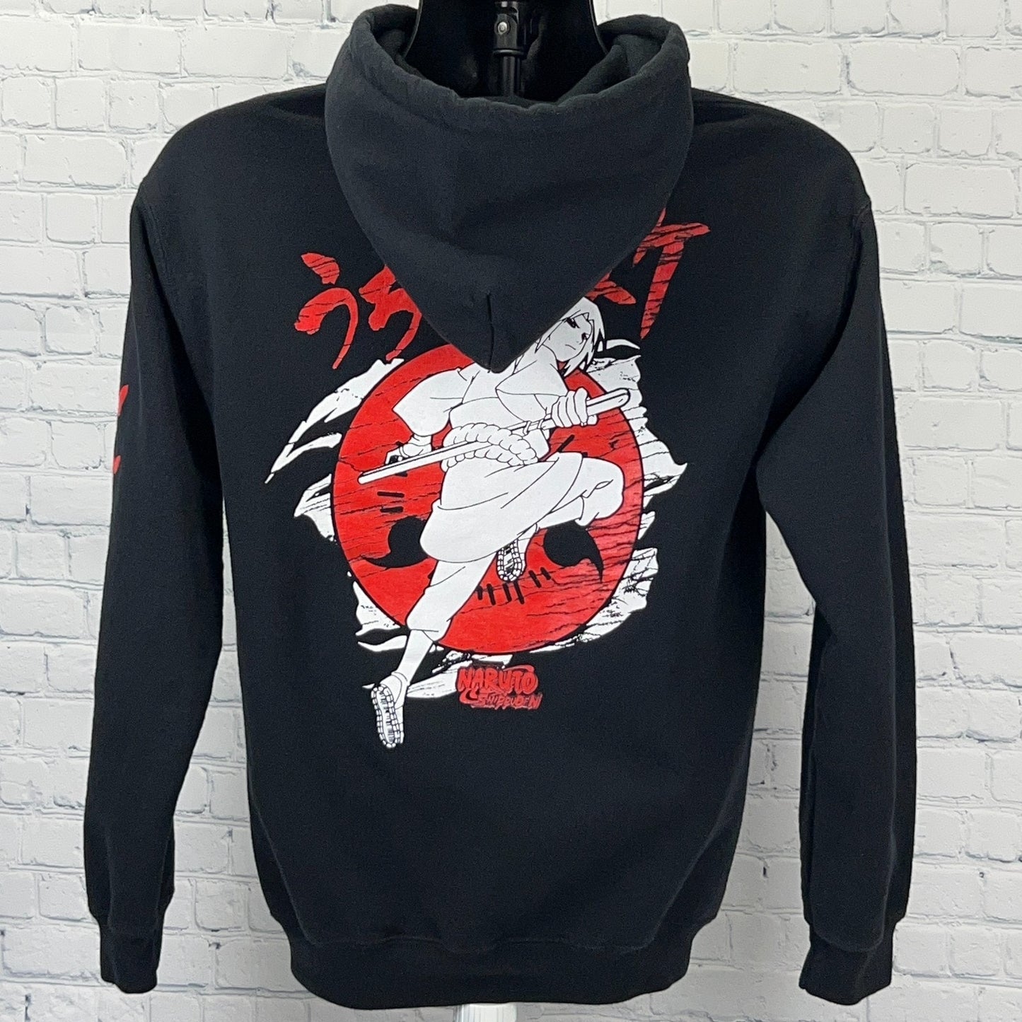 Naruto Shippuden Sasuke Hoodie S Small Black Red Anime Manga Hooded Sweatshirt