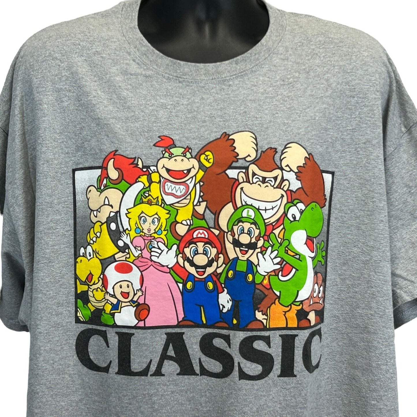 Camiseta clásica Super Mario Bros 4XL, camiseta con gráficos de Nintendo NES Video Gamer gris