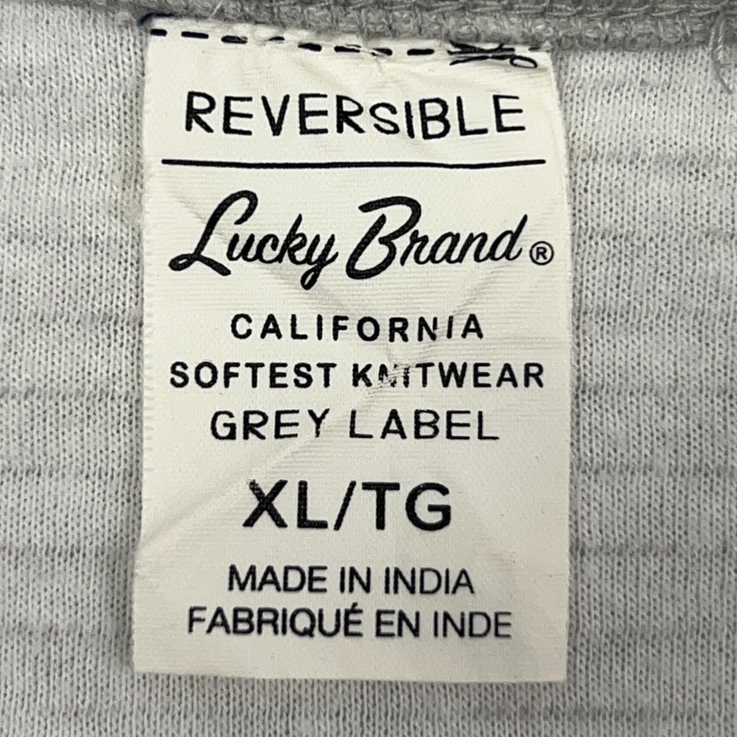 Lucky Brand Gray Label Reversible T Shirt XL X-Large White Gray Long Sleeve
