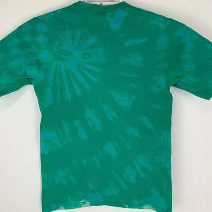 Champion camiseta verde con efecto tie-dye, ropa de calle con gran logotipo, camiseta de patinaje para patinador, talla pequeña