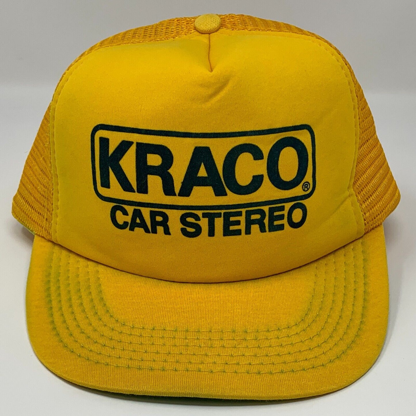 Kraco Car Stereo Snapback Trucker Hat Vintage 80s Mesh 5 Gorra de béisbol de cinco paneles