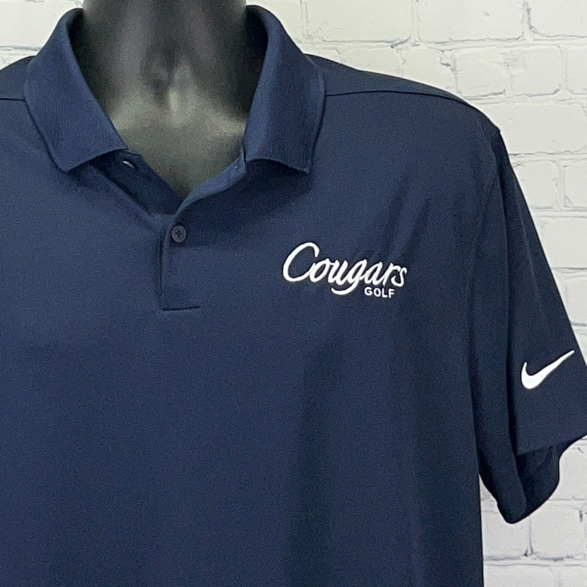 BYU Cougars Golf Nike Dri-FIT Embroidered Navy Blue Polo Shirt Mens L Large