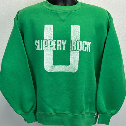 Vintage Slippery Rock University Sweatshirt Large SRU Pennsylvania Mens Green