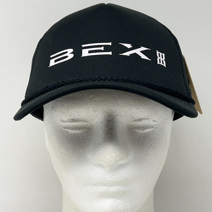 BEX Sunglasses Trucker Hat Baseball Cap Rope Corded 5 Panel Mesh Snapback Black