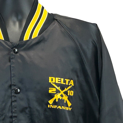 Delta Dawgs Company 2-10 Infantry Regiment Satin Jacket 2XL Vintage Mens Black