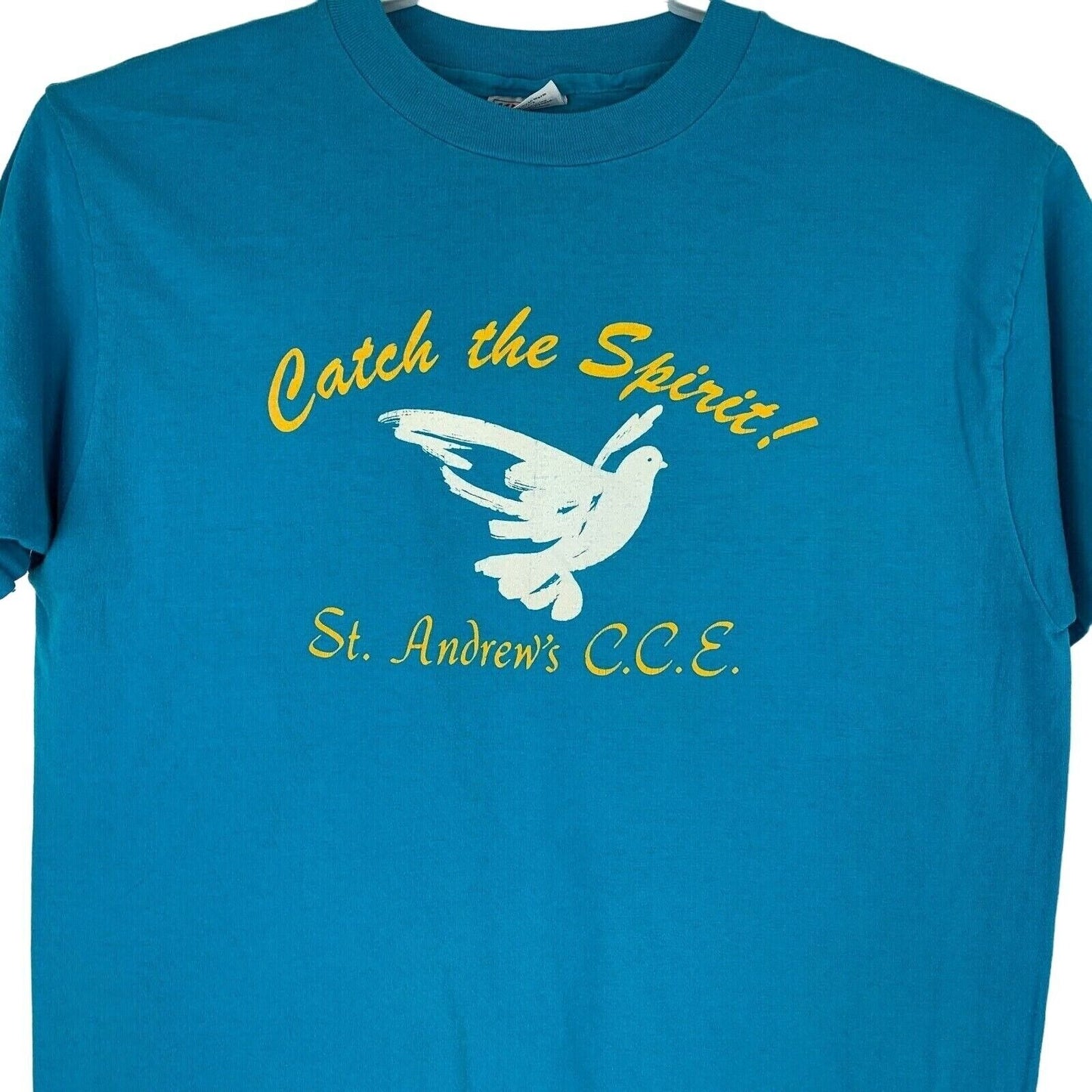 Camiseta vintage de la iglesia de St Andrews CCE para hombre, talla grande, religión católica luterana, azul