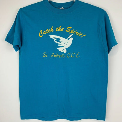 Camiseta vintage de la iglesia de St Andrews CCE para hombre, talla grande, religión católica luterana, azul