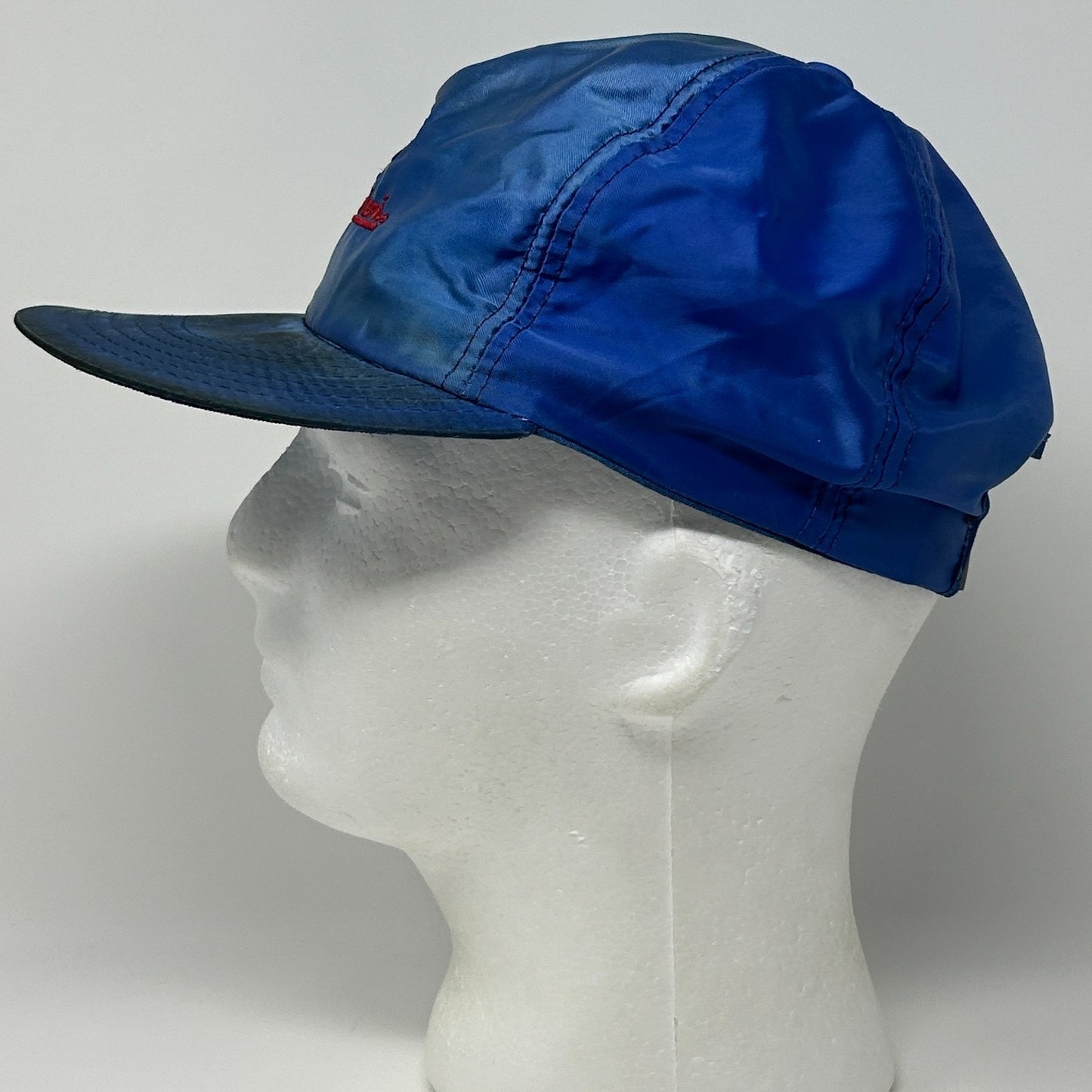 Vintage 80s Studebaker's Nightclub Hat Baseball Cap Satin Leather Strapback Blue - Neon Vintage
