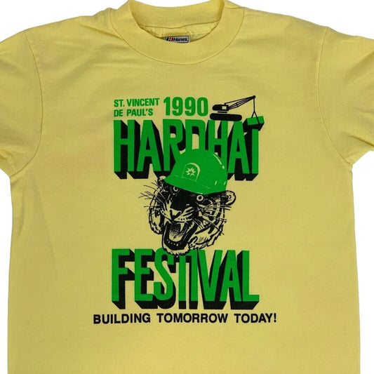 Vincent De Pauls Festival Youth Vintage 90s T Shirt Kids Medium 10-12 USA Yellow