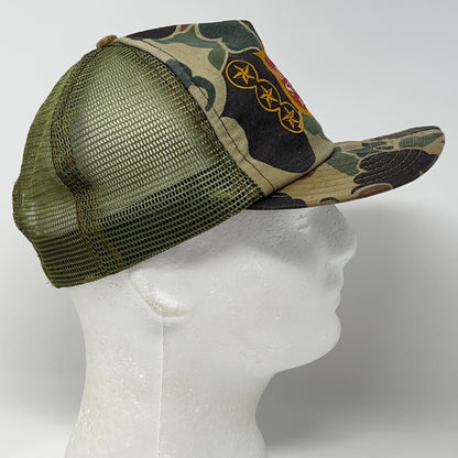 Vintage 80s Lone Star Beer Trucker Hat Baseball Cap Camouflage Snapback Green