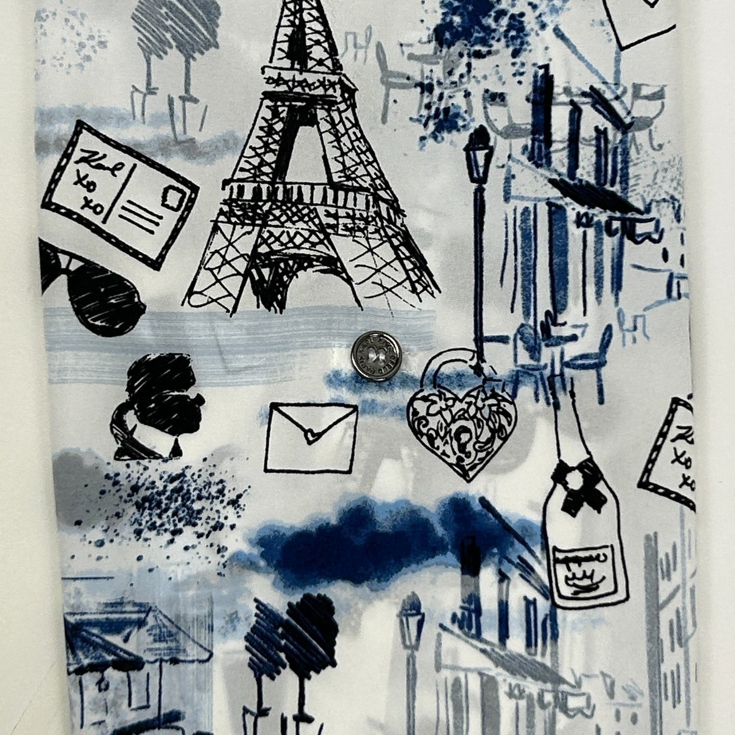 Karl Lagerfeld Paris Button Front Shirt Roll Tab White France Womens M Medium