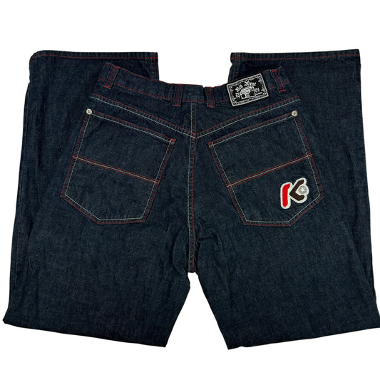 Vintage Kikwear Baggy Denim Jeans Kik Wear Wide Leg Skater USA Made Blue 33 x 31